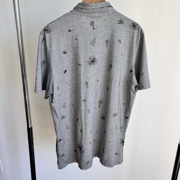 Travis Mathew‎ Performance Golf Polo Shirt Mens XL Gray Short Sleeve Palm Trees - Picture 5 of 7